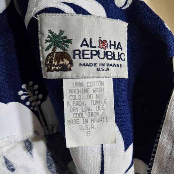 Aloha Republic made in Hawaii USA size small hawaain dress blue white hibiscus - Picture 2 of 9